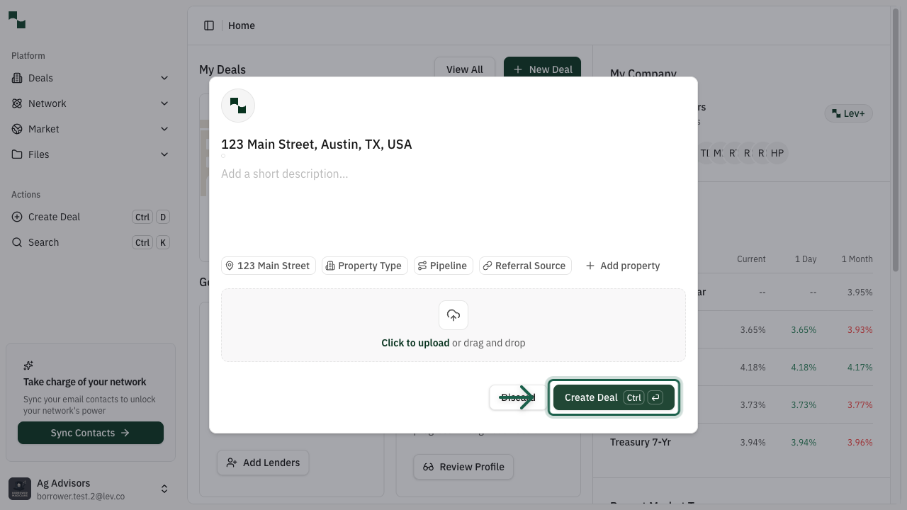 Create Deal button enabled