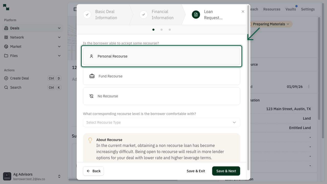 Recourse options in Loan Request