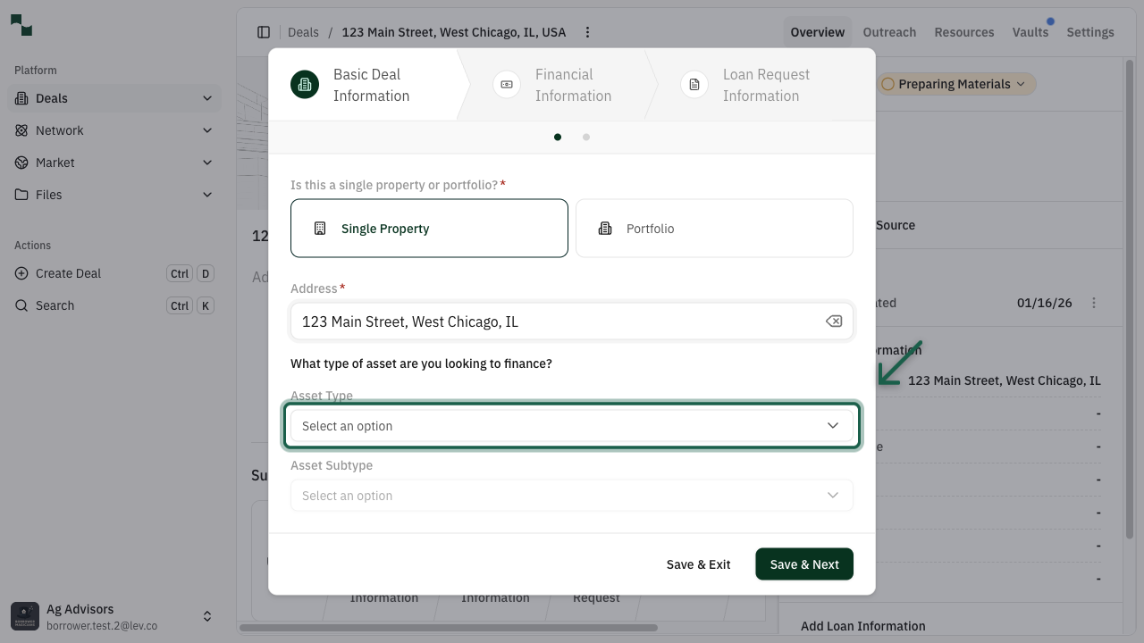 Basic Deal Information form