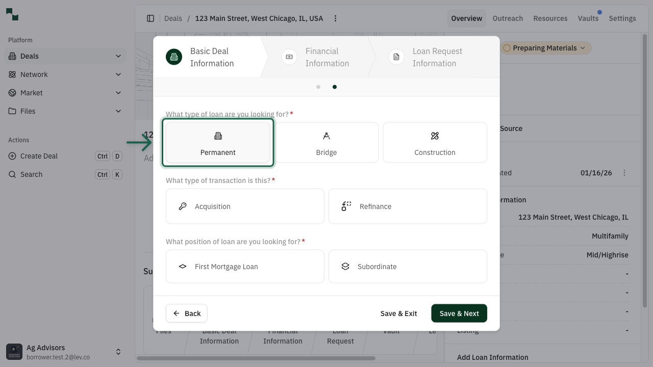 Loan type configuration