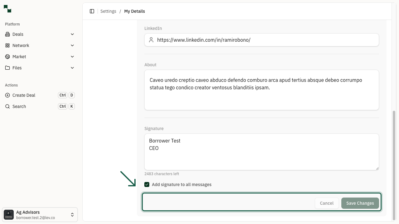 Save Changes buttons
