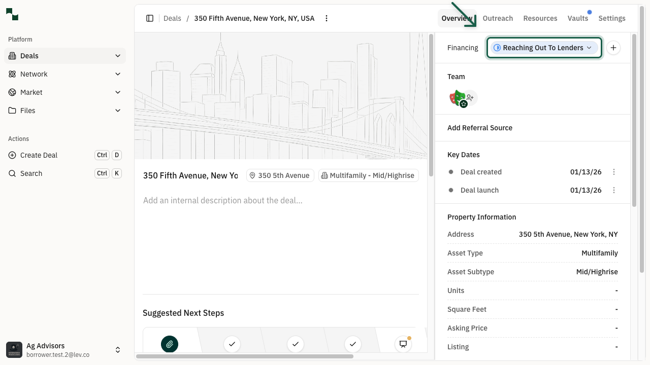 Deal overview showing Pipeline Status section
